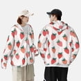 thumbnail image 4 of Saiise Hand Drawn Strawberry Pattern Sun Protection Hoodie for Men and Women, Lightweight Quick-Dry Windproof with Hood and Zip-XX-Large, 4 of 7