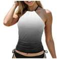 thumbnail image 3 of TTUHYWXI High Neck Tankini Tops for Women Halter Flowy Sleeveless Bathing Suits Modest Swimsuit Top No Bottom (Grey, XXL), 3 of 7