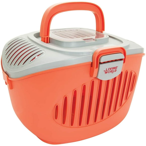 Living World Paws2Go Small Pet Carrier-Grey/Salmon-36cm L X 28cm W X 25cm H (14-Inch X 11-Inch X 9.8-Inch)