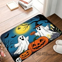 SPXUBZ Halloween Ghost Pumpkin Non Slip Flannel Floor Mat for Bathroom Kitchen Bedroom Decor 16x24 inch