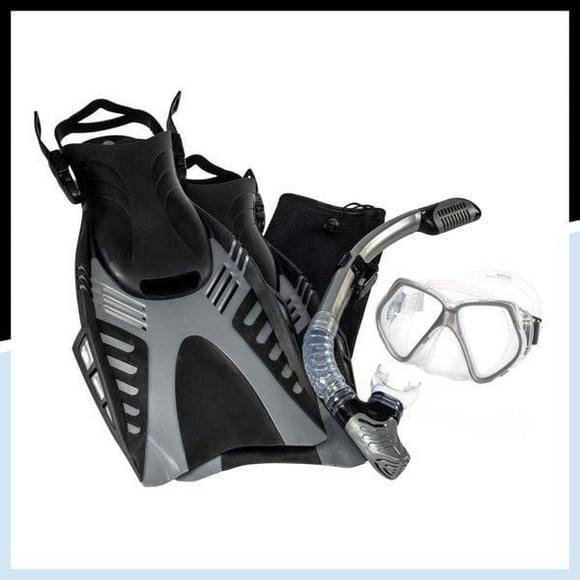 Dolfino Pro Dyna Adult 5 Piece Dive Set Medium/Large - Silver/Black, Adult 5-Piece Set
