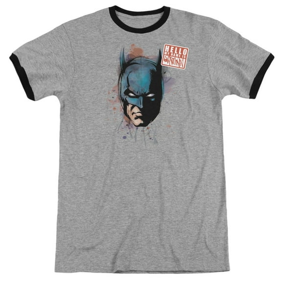 Batman Hello Adult Ringer Heather Black