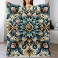 thumbnail image 3 of nygtbtfer Blanket Light Gold and Teal Snowflakes Throw Blanket for Couch Vintage Christmas Warm Cozy Lightweight Blanket Home Decor for Bed Couch Chair Living Room for Adults and Children, 3 of 6
