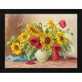 thumbnail image 2 of E. Krueger 14x11 Black Modern Wood Framed Wall Art Titled - POPPIES AND SUNFLOWERS, 2 of 6