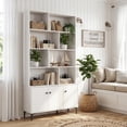 thumbnail image 2 of Gymax Bookshelf w/ Doors 5-Tier Floor Standing Bookcase w/ 2 Anti-Tipping Kits White, 2 of 10