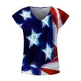 thumbnail image 4 of OAVQHLG3B 4th of July Outfits for Women American Flag T Shirt Short Sleeve V-Neck Flag Printed Casual T-shirt Tops Blouse, 4 of 5