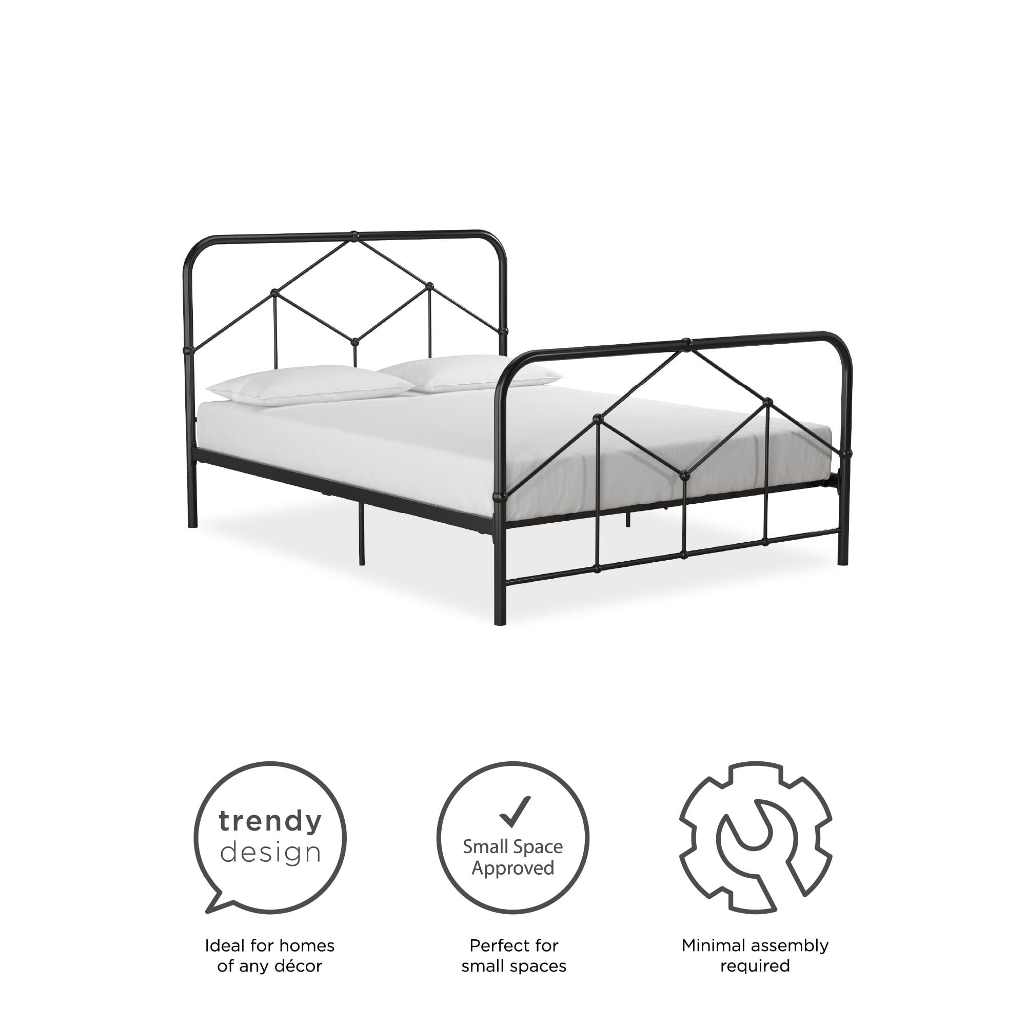 Novogratz Francis Full Size Farmhouse Metal Platform Bed, Black