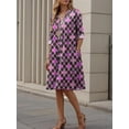 thumbnail image 2 of NANAHuang Womens Linen Long Sleeve Simple Printed Button Down Shirt Dress Plus Size Loose Shirt Dresses for Women with 2 Pockets, 2 of 3
