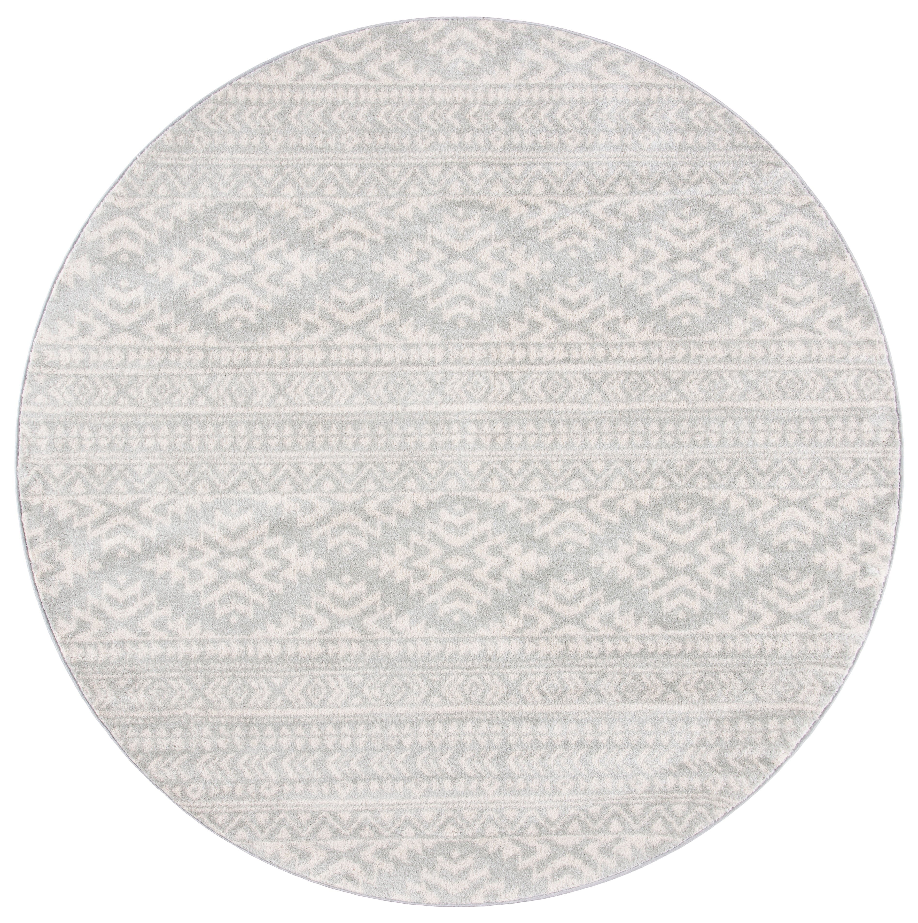 Safavieh Tulum Lakisha Oriental Area Rug, Light Gray/Ivory, 9' x 9' Round