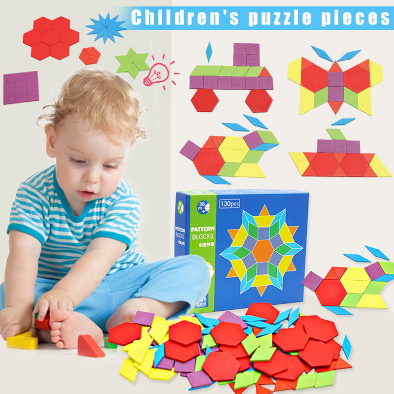 155Pcs IQ Pattern Puzzle Box Wooden Blocks Montessori Kid Toy Blocks Set Ba 