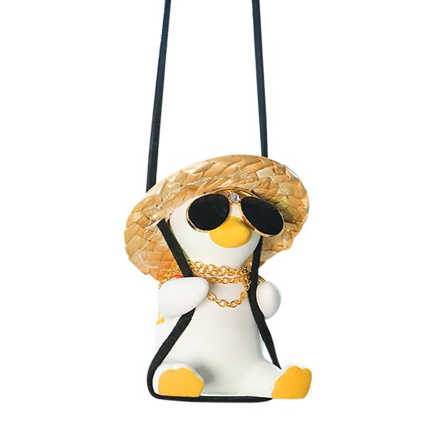 Anime Swing Duck lindo usando sombrero gafas pato decoración interior Accesorios