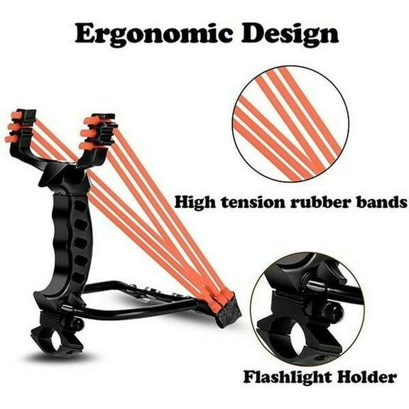 Professional Folding Slingshot Set Hunting High Velocity Catapult w/ Wrist Laser