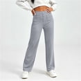 thumbnail image 3 of hlysgo Women's Wide Leg Trousers High Waisted Stretchy Pants Loose School Trendy Clothes Casual Work Pant with Pockets Gray,S, 3 of 3