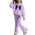 thumbnail image 4 of Gunia Kids Girls Spring Outfits Long Sleeve Top Flare Pants With Bow Print Elegant Two Piece Toddler Kid Clothes Set 3-10 Years, 4 of 4