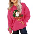 thumbnail image 4 of UACY Kids Girls Christmas Hoodie Fleece Lined Long Sleeve Hooded Cute Funny Santa Claus Graphic Sweatshirt Fall Winter Pullover Tops (Hot Pink, 4-5 Years), 4 of 5