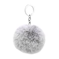 thumbnail image 1 of Pom Pom Keychain Plush Fashion Car Door Key Holder Backpack Handbag Coin Purse Wallet Decorative Pompom Keyrings Pendant Light Gray, 1 of 7
