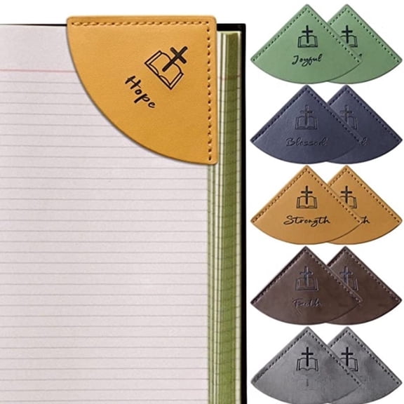 6 Pack Leather Corner Bookmarks for Bible, Inspirational Christian Page Markers, Faux Leather Bookmark Set for Women and Men, Church Gifts, Bible Study Accessories