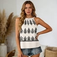 thumbnail image 5 of Boho Halter Top for Womens - Tie Neck Sleeveless Graphic Camisole, Flowy Asymmetric Hem Tank for Women's Summer Beach & Festival Outfits Beige L, 5 of 8
