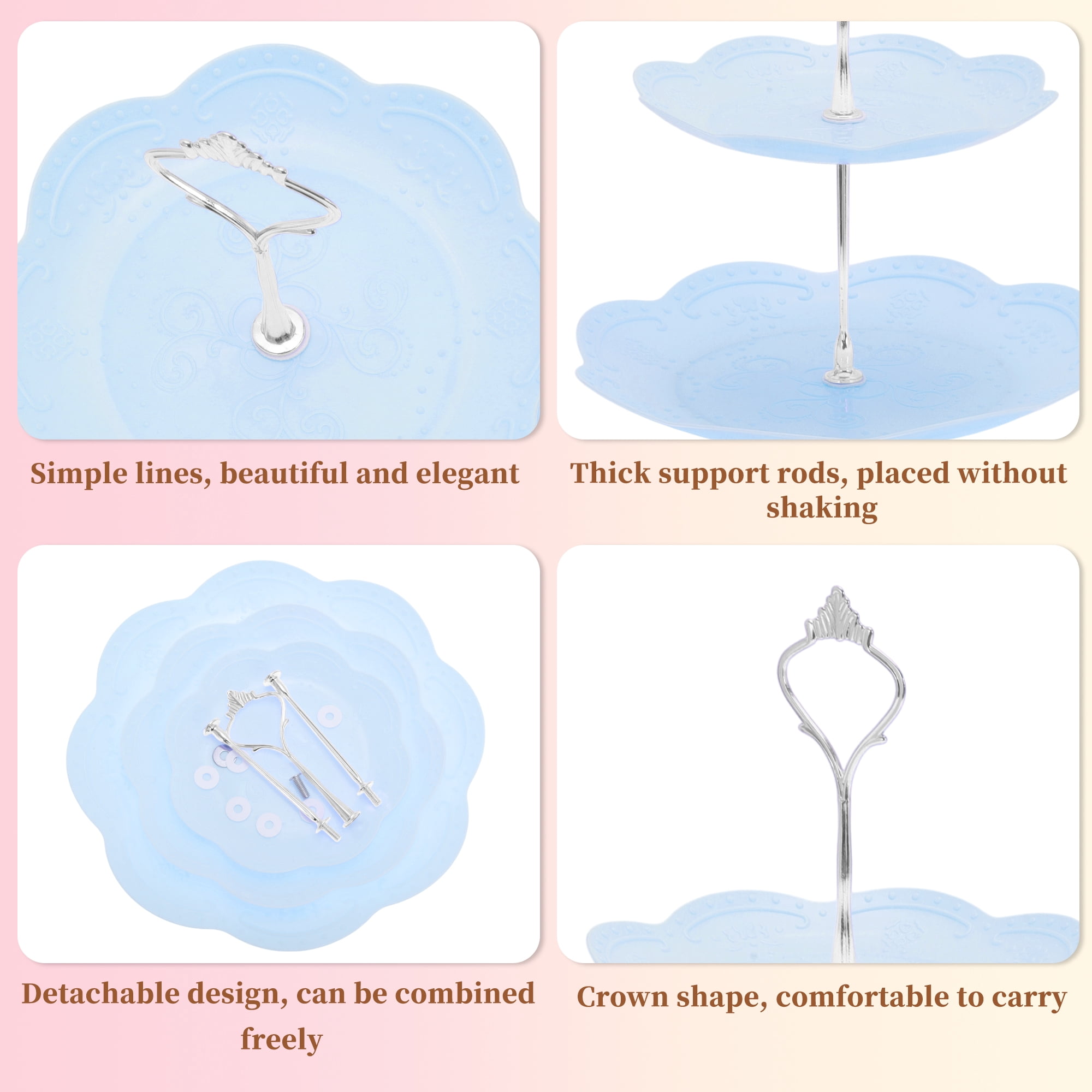 Unique Bargains 3 Tier Dessert Cupcake Stand Holder Round Cake Holder for Donuts Fruits