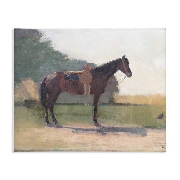 Stupell Industries Transitional Saddled Horse in Farm Yard Canvas Art, 20 x 16, by Stellar Design Studio
