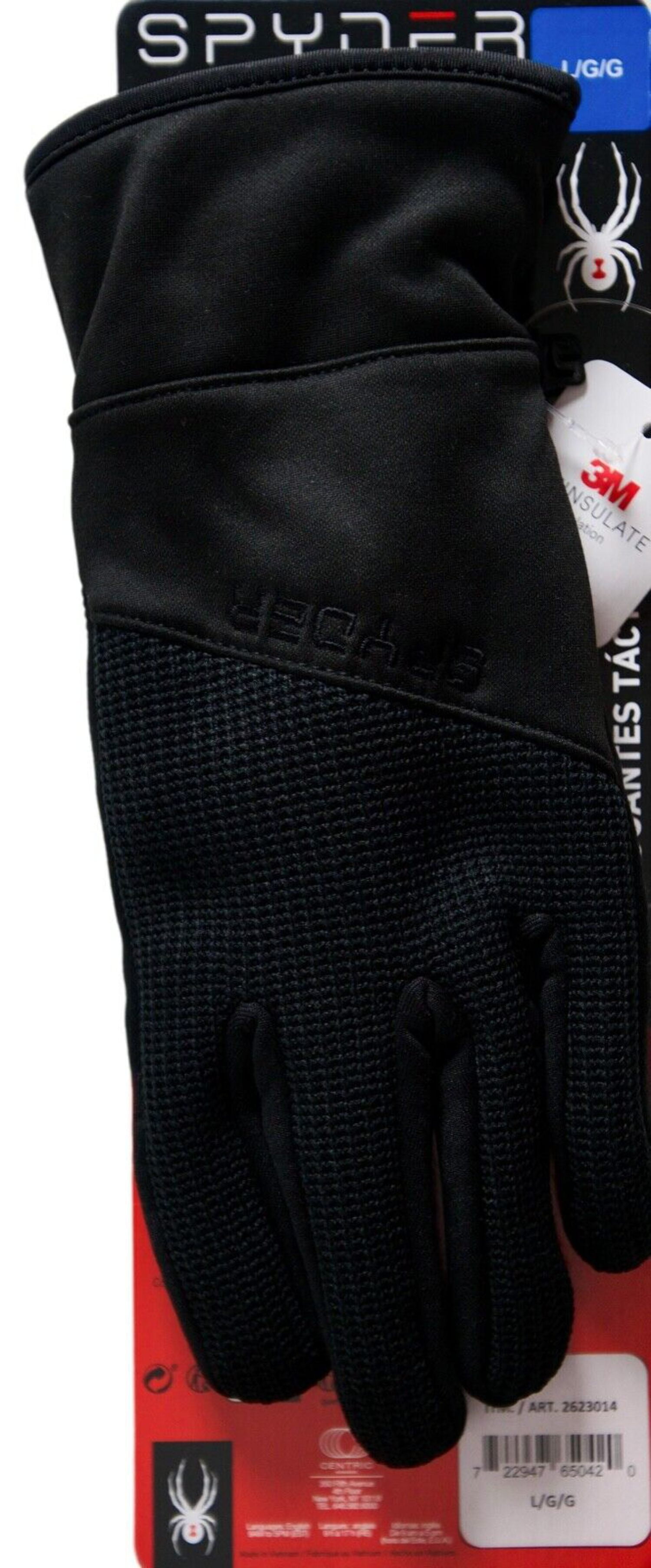 小物 Spyder Gloves Black M Spyder Medium Black Leather Palm Work Gloves, 1 Count