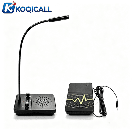 Window Intercom System - Talk Through Glass Intercom Dual Way Intercommunication Microphone and Speaker for Bank, Office, Restaurant, Store