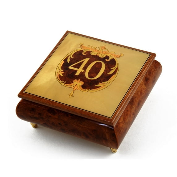 Handcrafted 40th Anniversary or Birthday with Ornament Frame Musical Jewelry Box - Nocturne