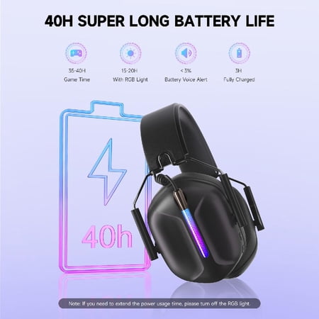 ECOMOMENT WIRELESS GAMING HEADPHONES,2.4 GHZ USB GAMING HEADSET WITH DETACHABLE MICROPHONE COMPATIBLE FOR PS5 PC SWITCH PC WITH BLUETOOTH 5.2, 3.5MM WIRED FOR XBOX SERIES,RGB LIGHT, 40H, BLACK