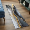 thumbnail image 3 of 2'x6' Rug Runners for Hallways Kitchen, Gray Marble Non Slip Entryway Beside Floor Carpet Runner, Yellow Modern Ink Painting Abstract Washable Laundry Room Bedroom Throw Rugs Mat for Family Pet, 3 of 8