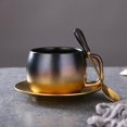 thumbnail image 3 of Coffee tea cups american new gradient ceramic coffee cup creative drawing gold thick surface cup and saucer set (HTOOQ), 3 of 3
