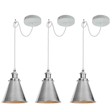

Kiven Farmhouse Iron Pendant Light Fixture 3 Pack High Ceiling Compatible Pendant Lighting with 9.84FT Wire Industrial Hardwire Pendant Lighting for Kitchen Foyer Bedroom Home Decor Silver