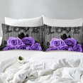 thumbnail image 5 of Lavender Color Rose Bed Sheets Twin Purple Black Grey Flower Fitted Sheet Women Couple Romantic Floral Bedding Set Retro Farmhouse Sheets Gifts For Valentine'S Day Wedding, 5 of 5