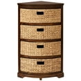 thumbnail image 5 of eHemco Hampton Meadows 4 Tier X-Side Corner Storage Cabinet with 4 Wicker Baskets, Walnut, 5 of 8