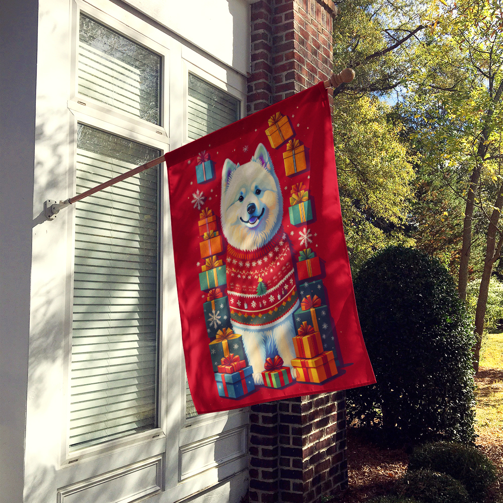 Samoyed Holiday Christmas House Flag 28 in x 40 in