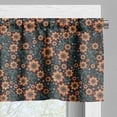 thumbnail image 3 of Ambesonne Floral Valance Pack of 2, Swirling Branches of Flowers, 54"X18", Dark Night Blue and Orange, 3 of 5