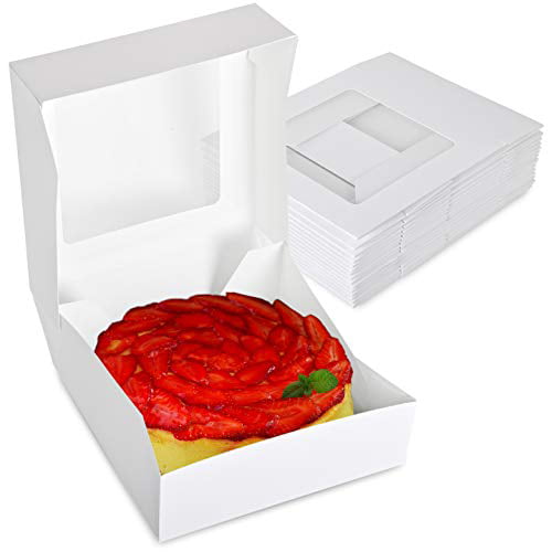 Cookies Stock Your Home 8 x 8 Inch White Pie Box with Window White Bakery Box with Auto Pop-up Design and Window for Displaying Pastries 25 Count and More Cake Pies 