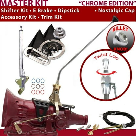 American Shifter C4 Shifter Kit Chrome 23 in. E Brake Cable Trim Kit Dipstick for F8392