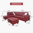 thumbnail image 6 of Red Faux Leather 3-Piece Couch Living Room Sofa Set, 6 of 9