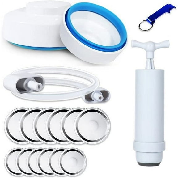 18PCS Mason Jar Vacuum Sealer Kit for foodsaver vacuum sealer,Vacuum Sealer jar attachment for Wide-Mouth & Regular-Mouth Mason-type jars.(with a Manual Portable Vacuum Pump)