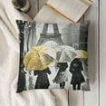 thumbnail image 3 of YINGXI Throw Pillow Cover Square Oil Painting Paris European City Landscape Eiffel Tower Black White and Yellow Polyester Decor Hidden Zipper Print Pillowcases 18x18in, 3 of 5