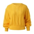 thumbnail image 3 of Aayomet Cardigan for Women Dressy Women's 2023 Fall Sweaters Long Balloon Sleeve Boat Neck Knit Pullover Jumper,Yellow L, 3 of 5