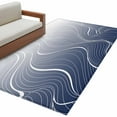 thumbnail image 6 of Blue Geometric Area Rug 3x5 Washable Rug Non Slip Modern White Stripe Abstract Distortion Art Large Area Rug Indoor Floor Carpet for Entryway Bedroom Kitchen Living Room Office Dining Room Nursery, 6 of 8