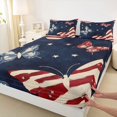 thumbnail image 5 of Manfei Vintage US Flag Butterfly Queen Sheets, Patriotic Independence Day Queen Sheet Sets, Red White Blue, Black Reversible 4pcs (1 Flat Sheet, 1 Fitted Sheet and 2 Pillowcases), 5 of 6
