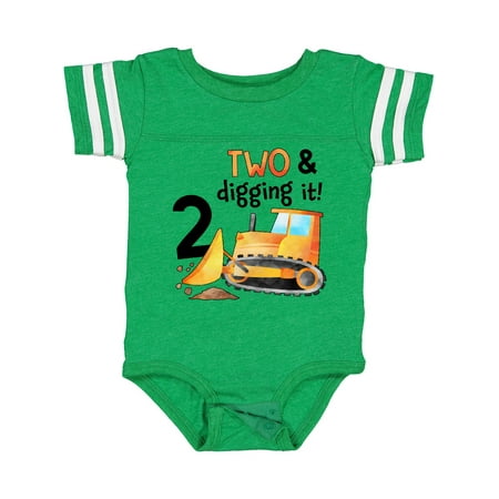 

Inktastic Two and Digging It Bulldozer 2nd Birthday Boys or Girls Baby Bodysuit