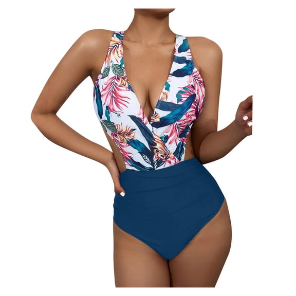 DOPI Summer Swimsuit Female One-piece Bikini Sexy Printed Swimsuit