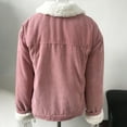 thumbnail image 5 of Uaswgudfs Women's Solid Color Corduroy Jacket Buttoned Collar Faux Fur Trim Long Sleeve Casual Outerwear with Two Pockets Pink L, 5 of 6