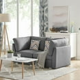 thumbnail image 2 of Bowery Hill Gray Linen Fabric Loveseat Contemporary Couch with Pillows, 2 of 3