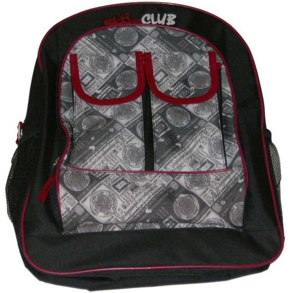 SK8er Club Skater Backpack Sport School Travel Black Gray & Red Back Pack