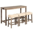 thumbnail image 4 of SESSLIFE 4 Piece Bar Table Set with Power Outlet, Counter Height Pub Table with Padded Stools, Behind the Couch Table Set for Living Room,Dining room, Brown, 4 of 5
