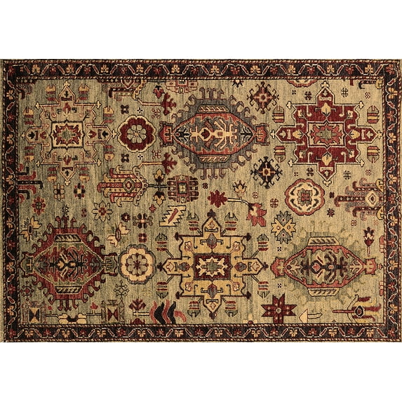 Ahgly Company Indoor Rectangle Oriental Brown Industrial Area Rugs, 7' x 10'